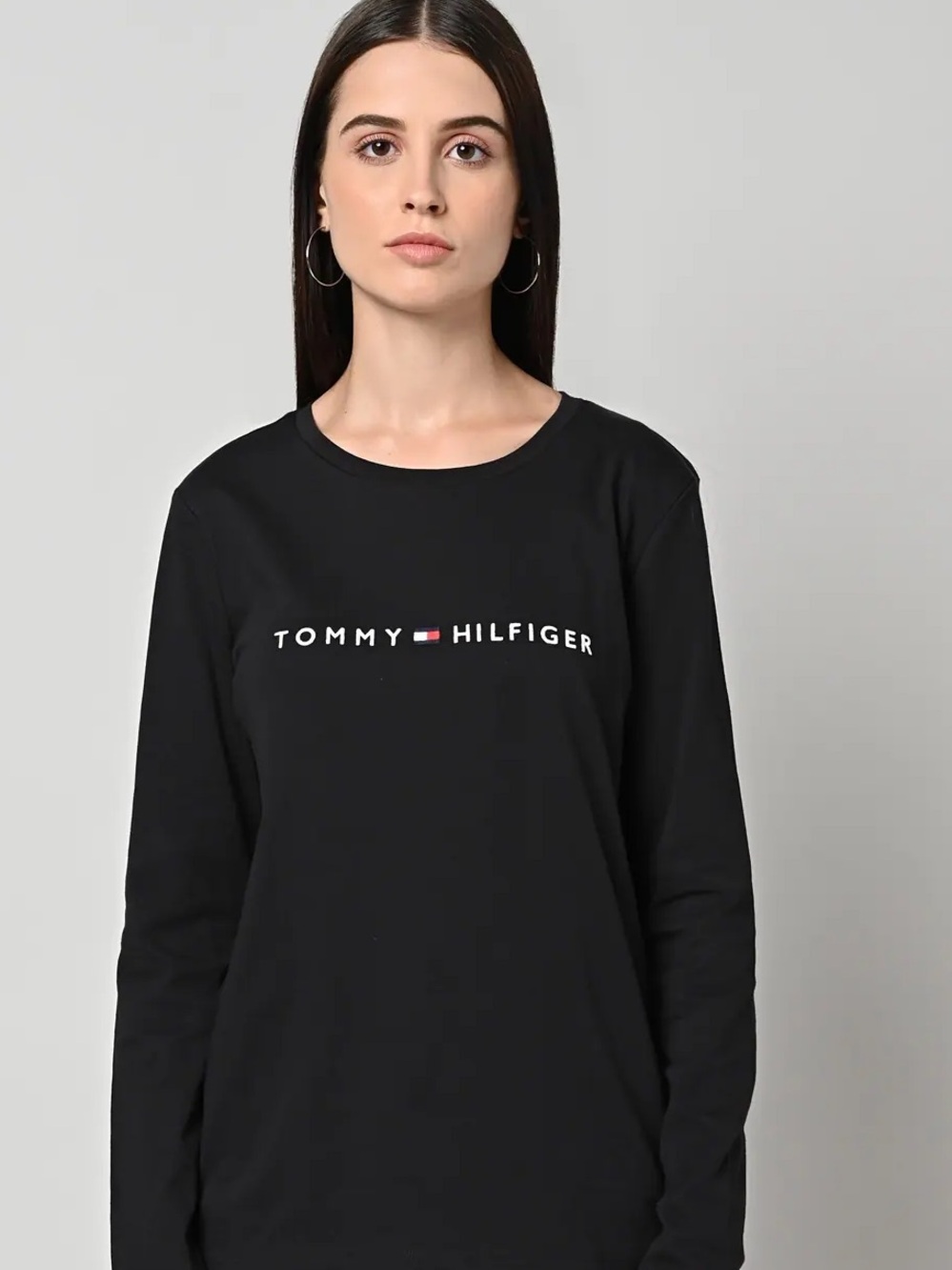 Tommy Hilfiger Black Long Sleeve Logo Tee